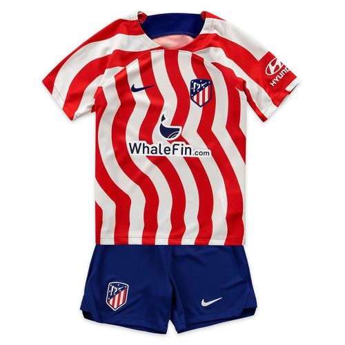 Kids 2022-2023 Atletico Madrid Home Soccer Kit, Size: 16