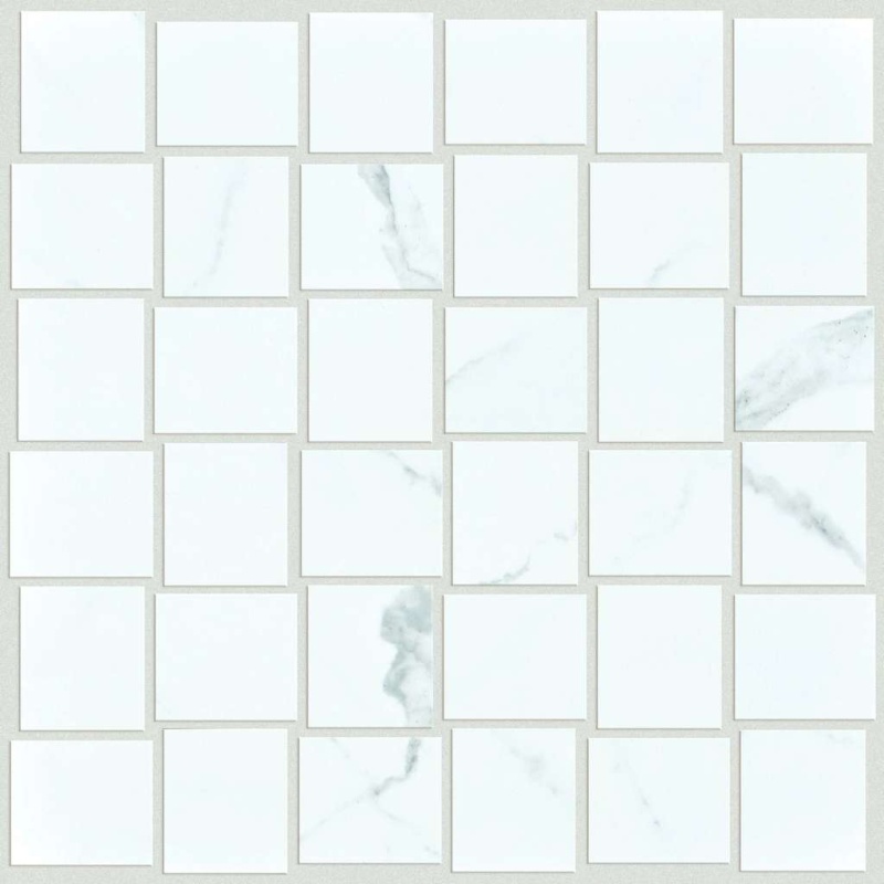 Casino Statuario Porcelain Mosaic - Basket Weave