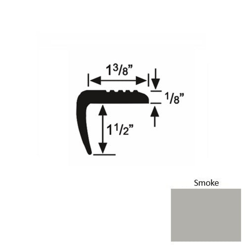 Solid 05 Smoke Rubber Domestic Stair Nosing (Sq) - 1 3/8" X 9 Ft (108")