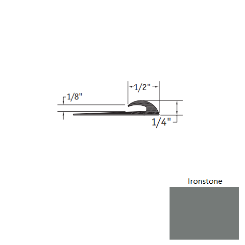 Johnsonite Ironstone Vinyl Moulding / Trim - 1/2" X 12 Ft (144") X 1/8" Slim Line Transition - Slim Line Transition