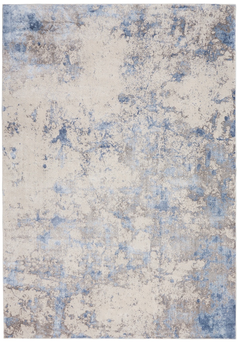 Blue / Ivory / Grey Modern Area Rug