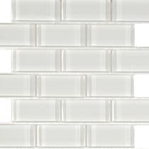 Aquatica Pure White Deco Glass Mosaic - 2" X 4" Staggered - Semi Gloss