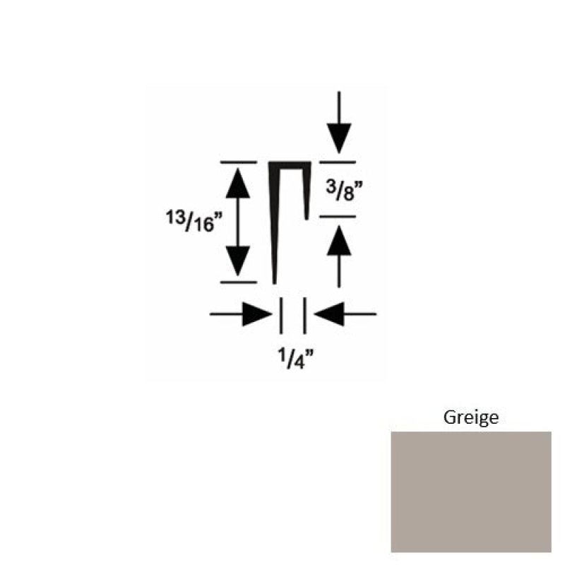 Solid 47 Greige Rubber Cove Cap Square - 1/4" X 9 Ft (108")