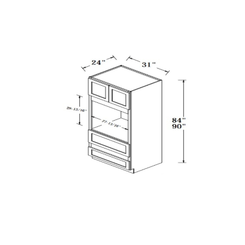 Seamless White Wood Kitchen Oven Cabinet