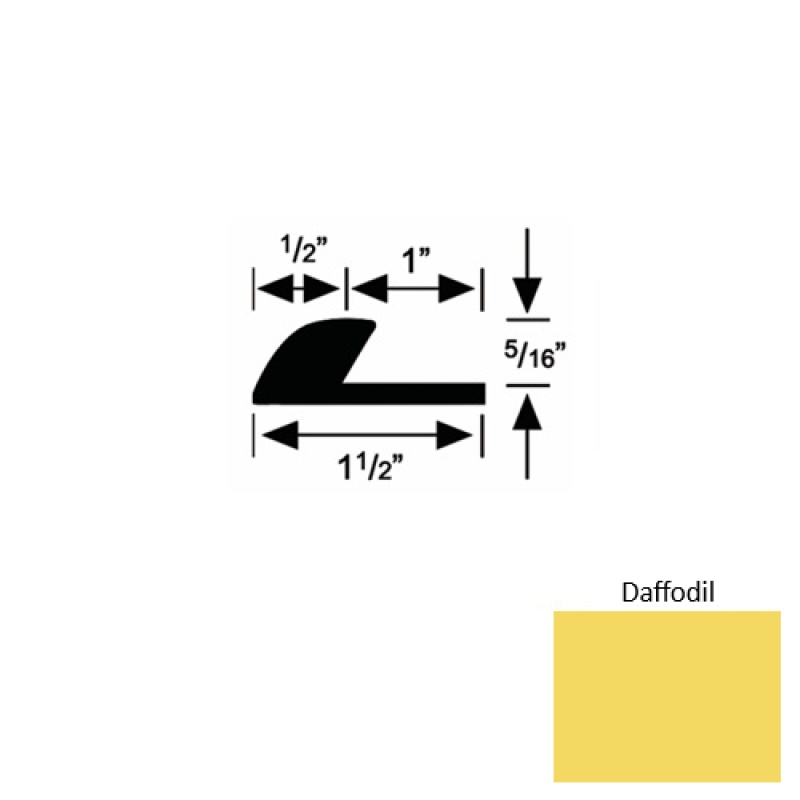 Solid 36 Daffodil Rubber Underlap Carpet Edge - 1 1/2" X 9 Ft (108") X 5/16"