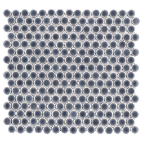 Hudson Imperial Grey Glossy Porcelain Penny Round Mosaic