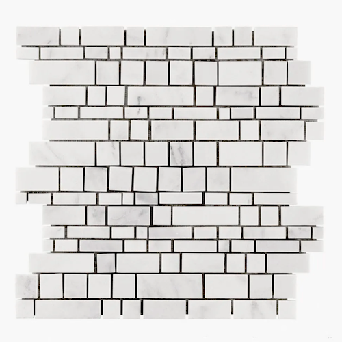 Stream Stone Moderna D West End White Marble Mosaic - Brick - Honed
