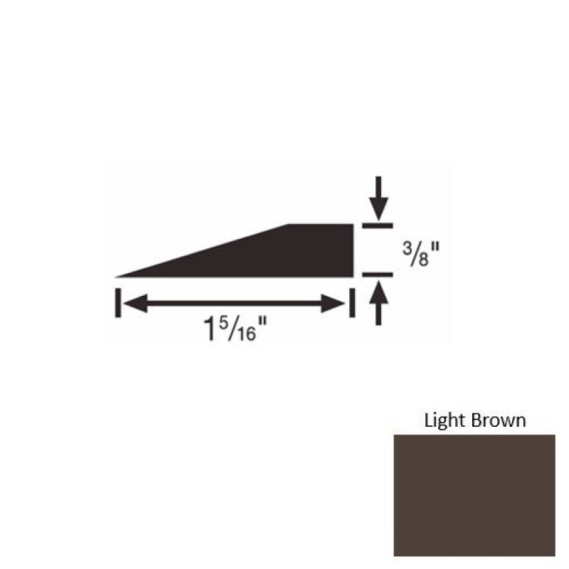 Solid 26 Light Brown Rubber Reducer Strip - 1 5/16" X 9 Ft (108") X 3/8"