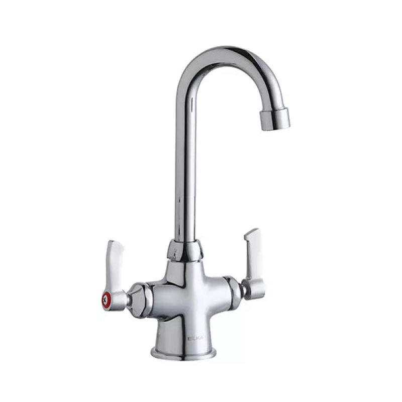 Elkay Chrome Deck-Mount Kitchen Faucet, Double Handle