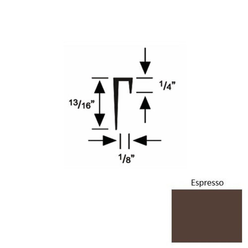 Solid 46 Espresso Rubber Cove Cap Square - 1/8" X 9 Ft (108")