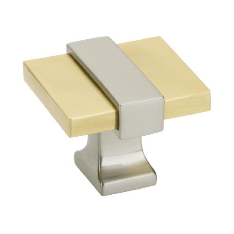 Overton Zinc & Aluminum Cabinet Knob - Brushed Gold / Satin Nickel - 1 3/8" (35 Mm) Length