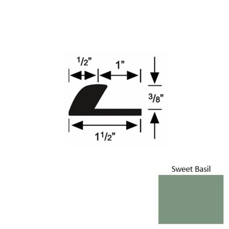 Solid 37 Sweet Basil Rubber Underlap Carpet Edge - 1 1/2" X 9 Ft (108") X 3/8"