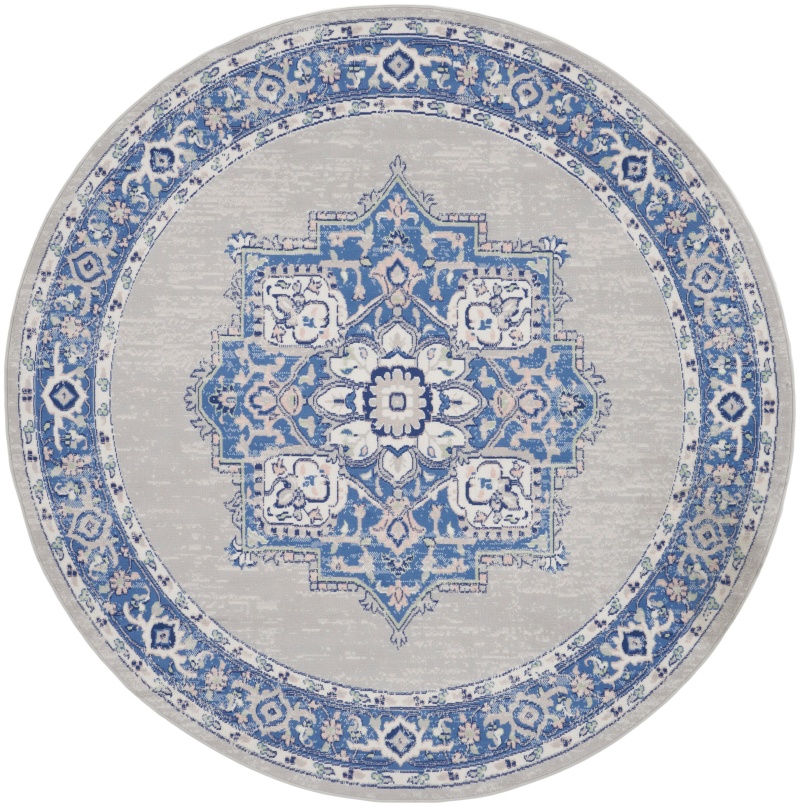 Whimsicle WHS03 Grey Blue Round Area Rug