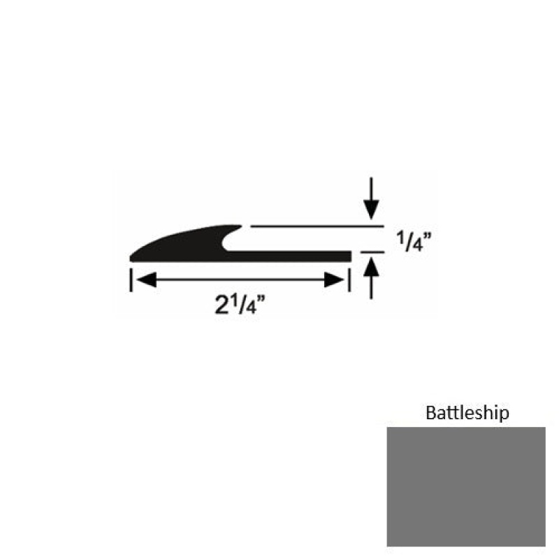 Solid 38 Battleship Rubber Glue Down Carpet Edge - 2 1/4" X 9 Ft (108") X 1/4"