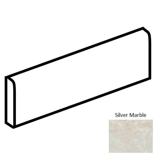 Mirasol Silver Marble Ceramic Wall Trim - 3" X 10" Bullnose - Glossy, Per Pack: 5 Enter Quantity In Pcs
