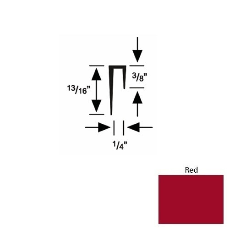 Solid 47 Red Rubber Cove Cap Square - 1/4" X 9 Ft (108")