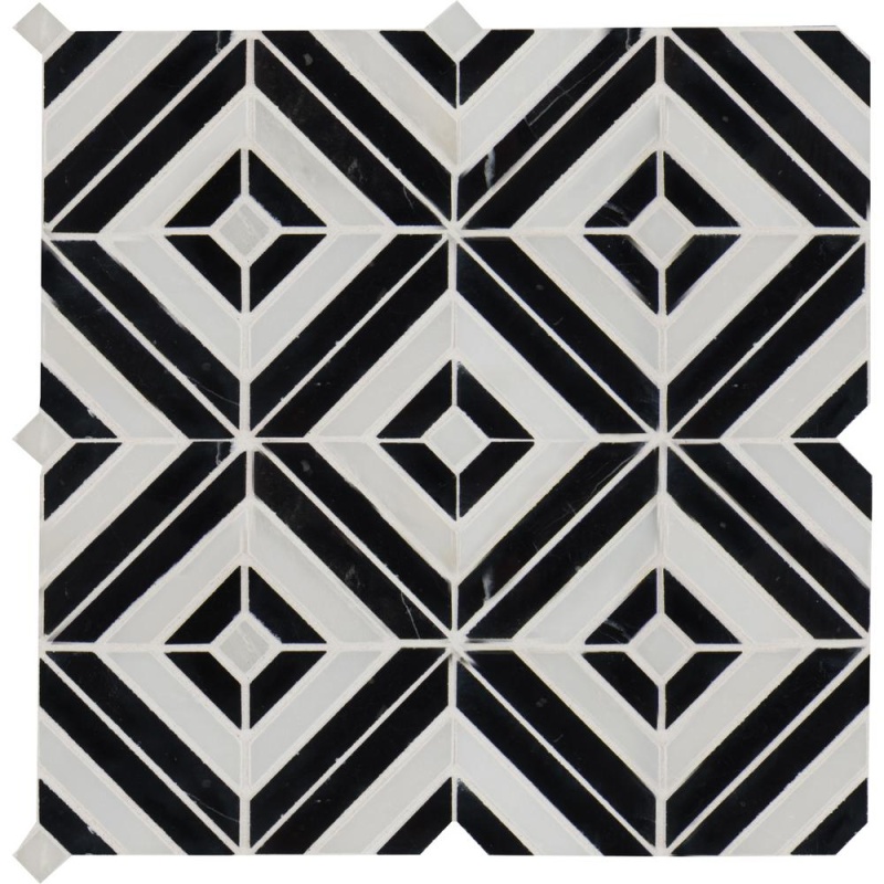 Nero Rhombix Marble Mosaic - Deco - Polished