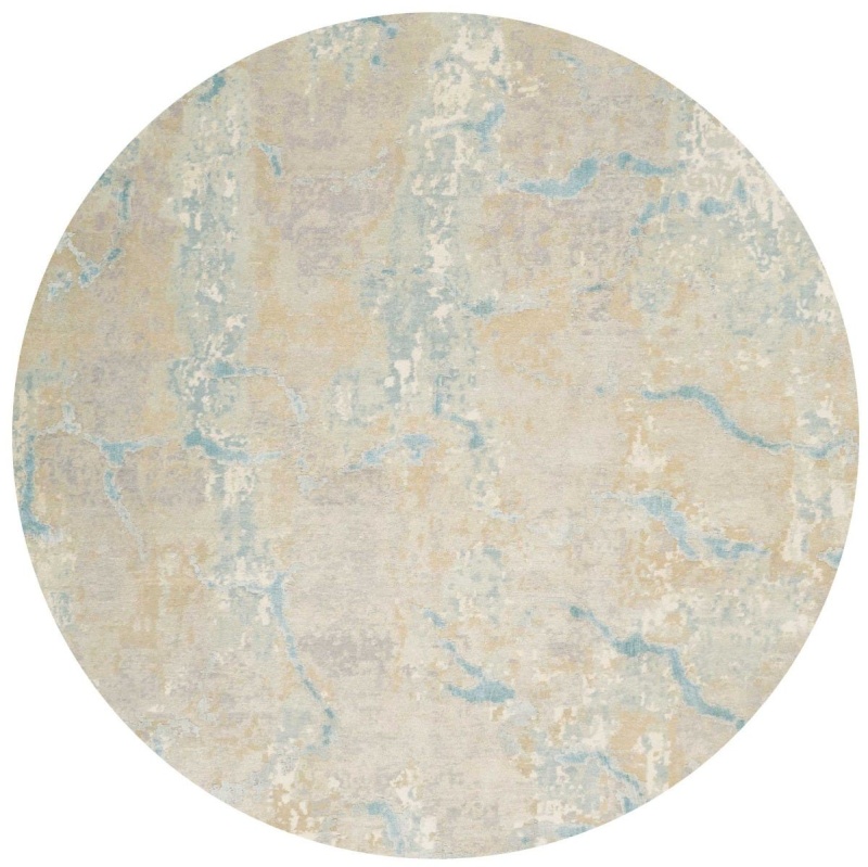 Christopher Guy Wool & Silk Mediterranean Sand Cgs01 Wool Blend Contemporary Area Rug - 8 Ft X Round - Mediterranean Sand