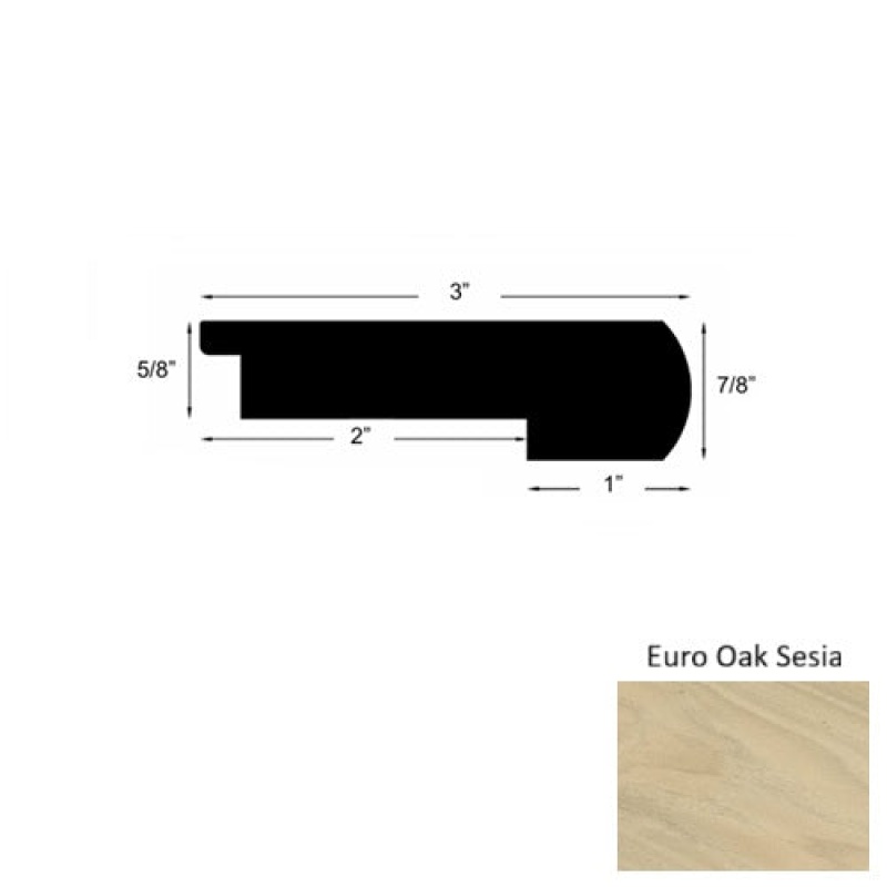 Terreno Euro Oak Sesia Hardwood Moulding / Trim - 3 3/8" X 78" Round Stair Nose - Urethane