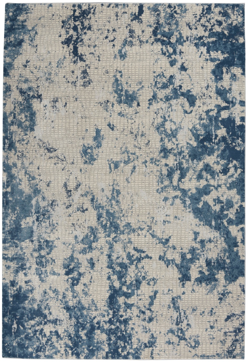 Rustic Textures Grey / Blue Modern Area Rug