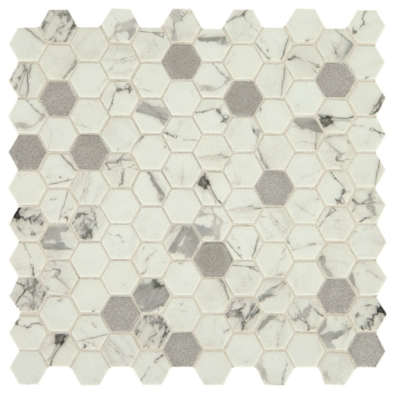 Uptown Glass Posh Bubbly Glass Mosaic - 1" Hexagon - Glossy