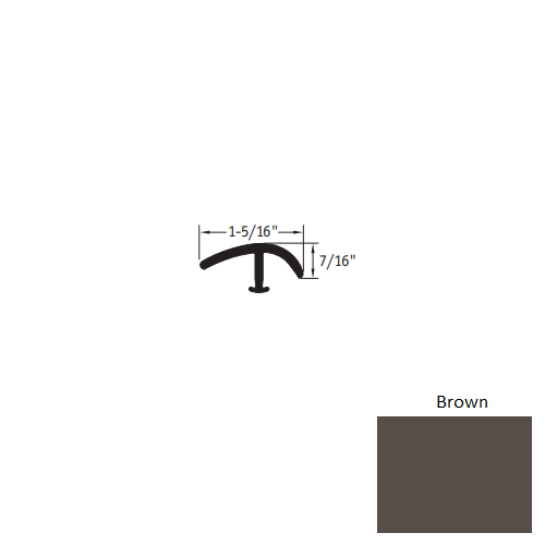 Johnsonite Brown Vinyl Moulding / Trim - 1 5/16" X 12 Ft (144") X 1/2" - 3/8" Or 1/4" T Molding - T Molding