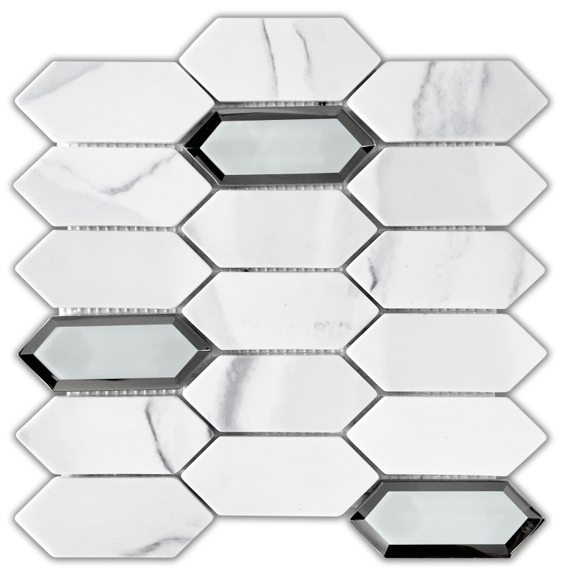 L'amour White Glass Mosaic - Picket Fence - Mixed