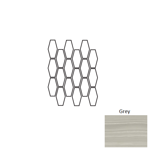 Hematite Grey Matte Elongated Hexagon Porcelain Mosaic