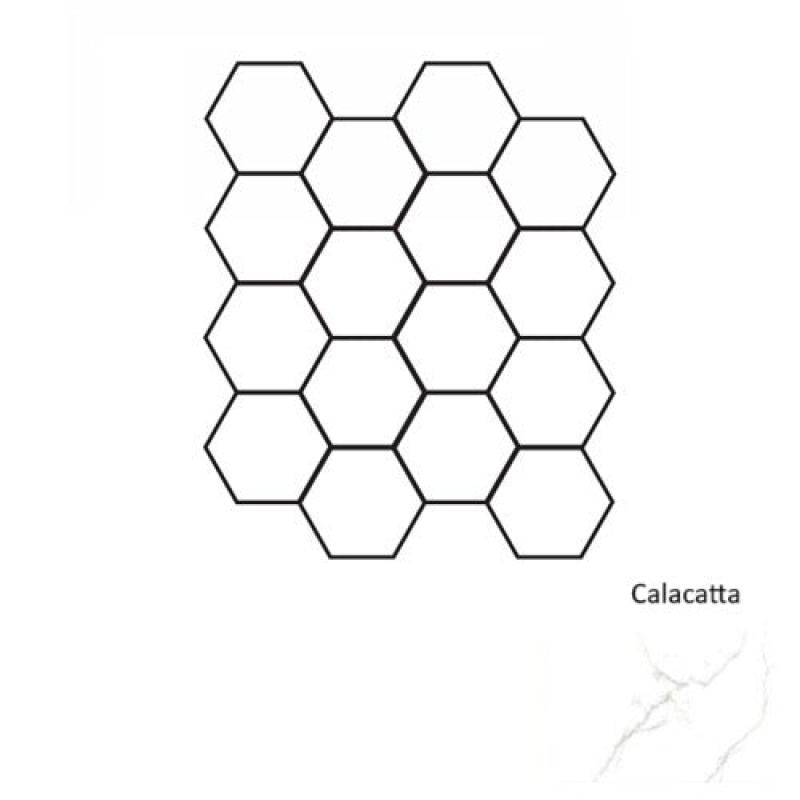 Cora Calacatta Porcelain Mosaic - 3" Hexagon - Matte
