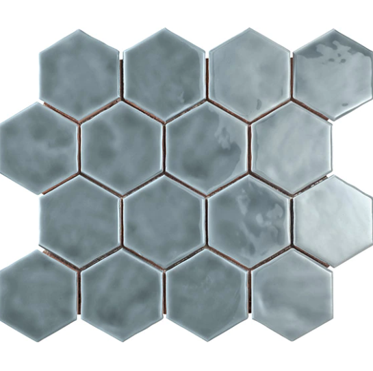 Artistic Reflections Haze Ceramic Mosaic - 3" Hexagon - Glossy