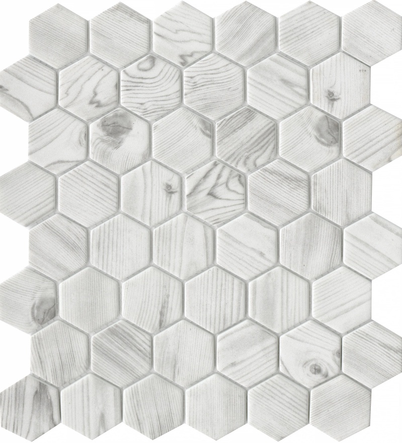 Echo White Glass Mosaic - 2" Hexagon - Glossy