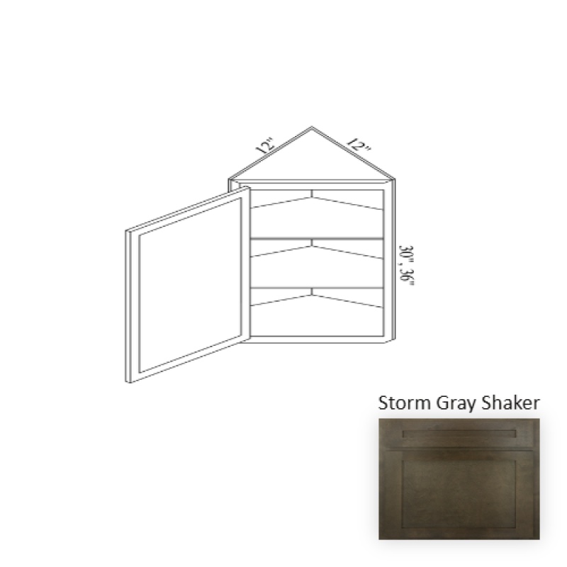 Wa1230 Storm Gray Shaker Wood Kitchen Wall Cabinet - 12" X 30" X 12" (Assembly Required) - Storm Gray Shaker