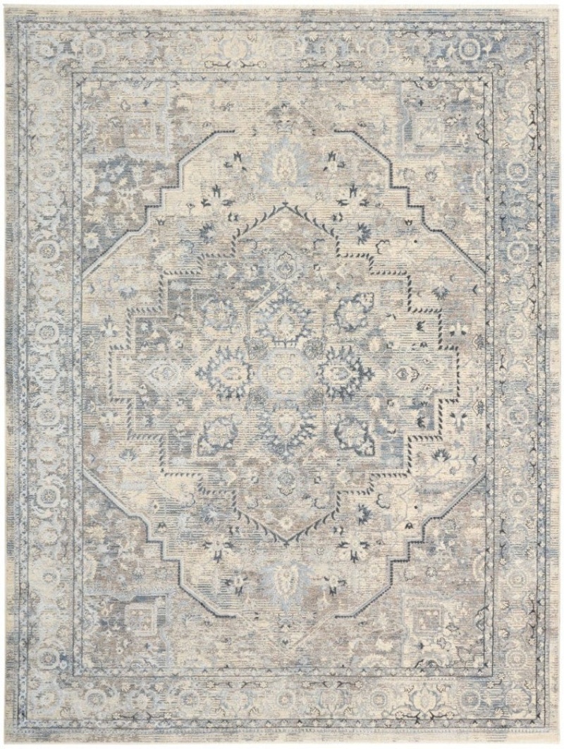 Sultana Ivory Blue Sll06 Polyester Traditional Area Rug - 9 Ft X 12 Ft - Ivory Blue