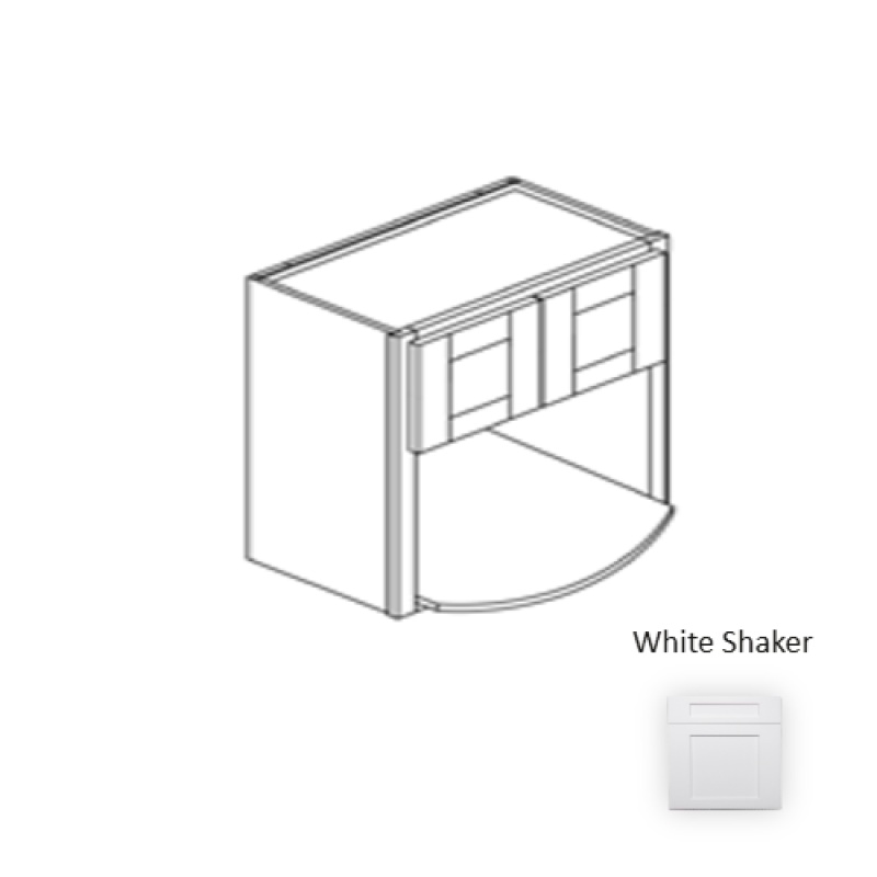 Whs.Wmc2736 Framed Shaker Premium White Shaker Natural Clear Coat Wood Kitchen Wall Cabinet - 27" X 36" X 12" - Natural Clear Coat