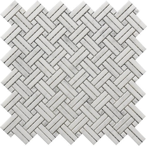 Rock Art Crossed Stone & Glass Mosaic - Basket Weave - Polished