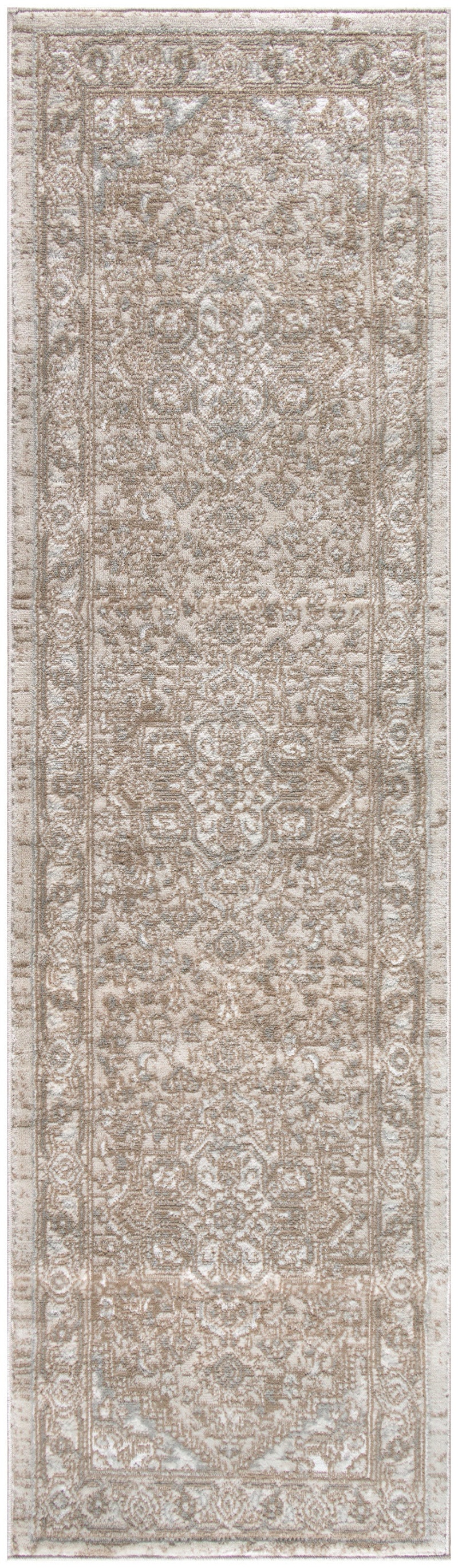 Beige Polypropylene Vintage Area Rug – 8 Ft Runner