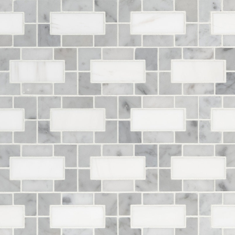 Bianco Dolomite Marble Mosaic - Deco - Polished