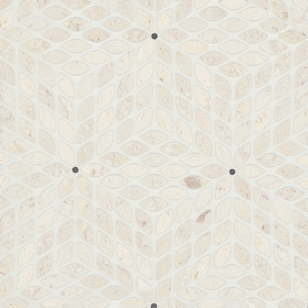 Celeste Myra Beige / Basalt Marble Mosaic - Leaf - Honed
