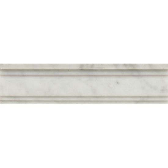 White Carrara Marble Floor & Wall Trim - 3" X 12" Crown Molding - Honed