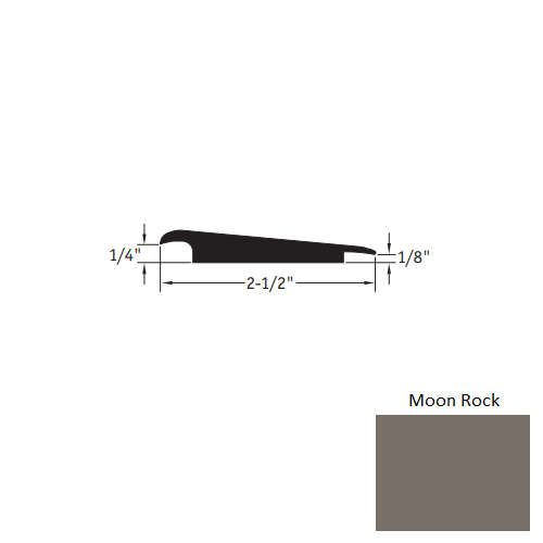 Johnsonite Moon Rock Vinyl Moulding / Trim - 2 1/2" X 12 Ft (144") X 1/4" - 1/8" Wheeled Traffic Transition - Wheeled Traffic Transition