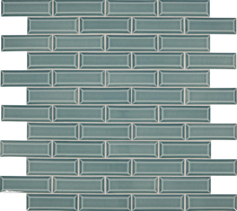 Revalia Remix Celebration Teal Ceramic Mosaic - 2" X 6" Brick - Glossy