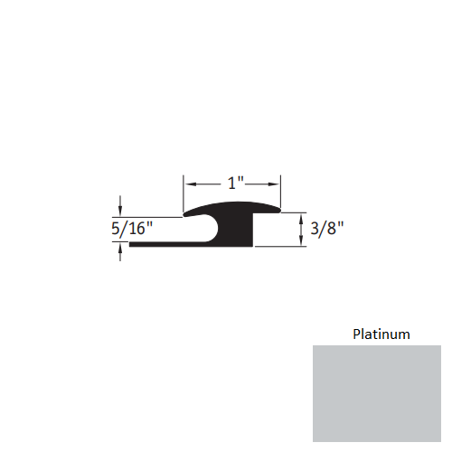 Johnsonite Platinum Vinyl Moulding / Trim - 1" X 12 Ft (144") X 5/16" - 3/8" Adaptor - Adaptor