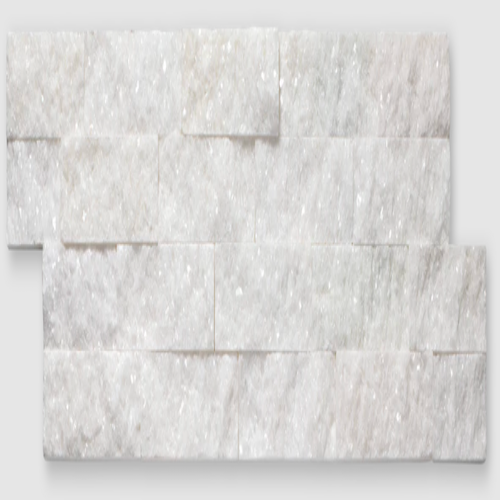 Stone Essentials Frost White Marble Ledgestone Panel - Split Face - 5 7/8" X 23 5/8"