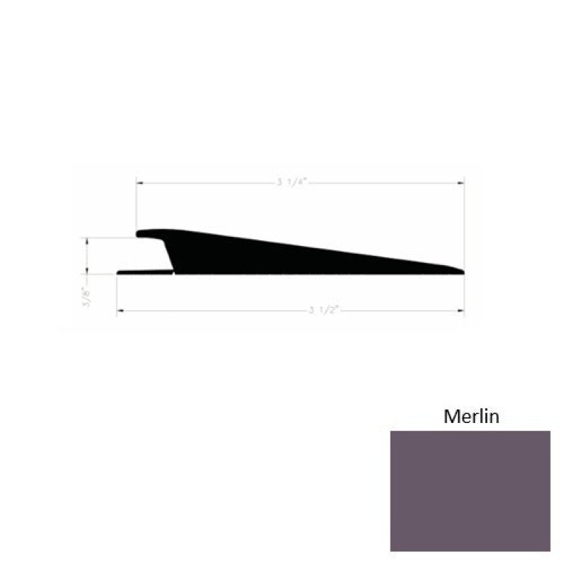 Solid 74 Merlin Rubber Rolling Traffic Transition - 3 1/2" X 9 Ft (108") X 3/8"