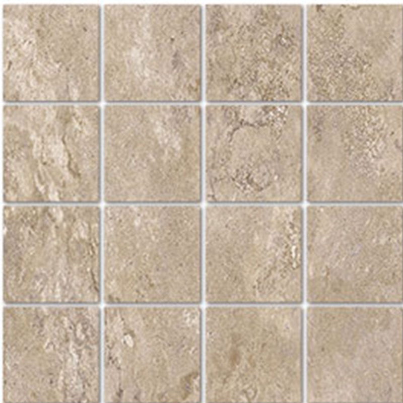 Rock Beige Porcelain Mosaic - 3" X 3" - Matte & Textured