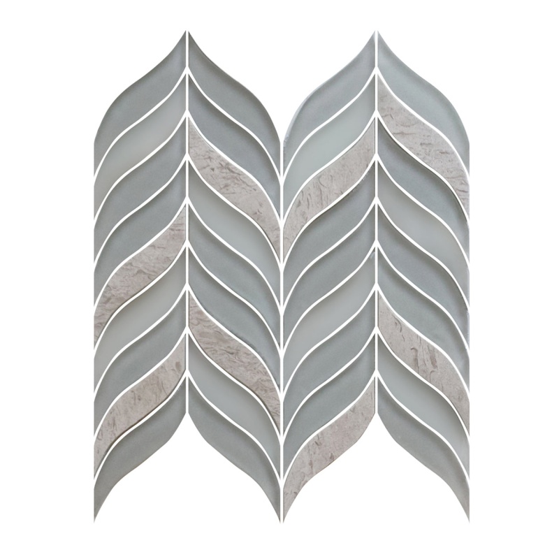 Natural Elements Dove Stone & Glass Mosaic - Leaf - Glossy & Matte