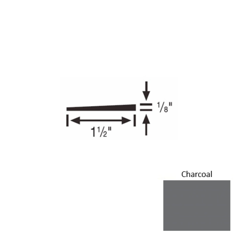 Solid 45 Charcoal Rubber Reducer Strip - 1 1/2" X 9 Ft (108") X 1/8"