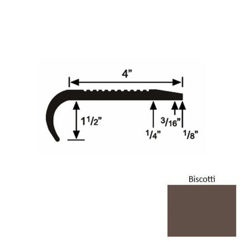 Solid 02 Biscotti Rubber Commercial Stair Nosing (Rd) - 4" X 9 Ft (108")