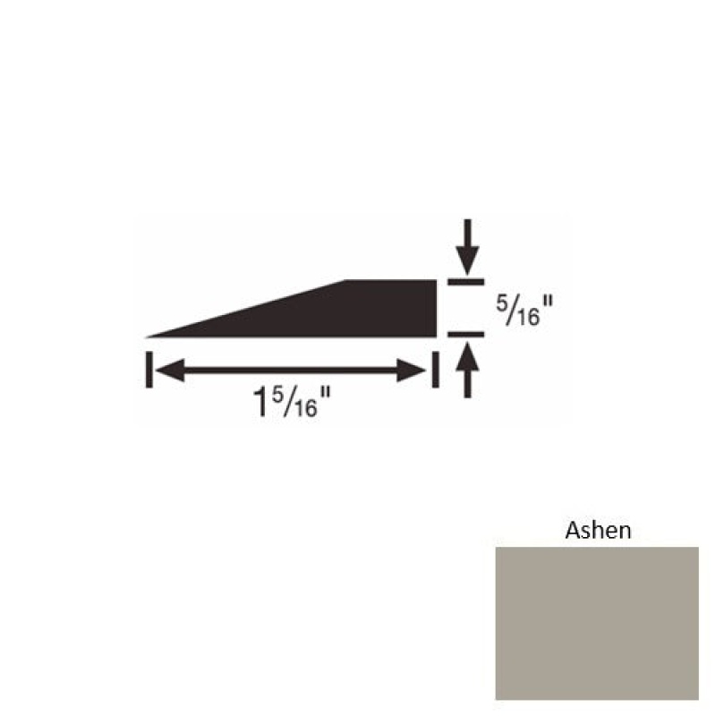 Solid 25 Ashen Rubber Reducer Strip - 1 5/16" X 9 Ft (108") X 5/16"