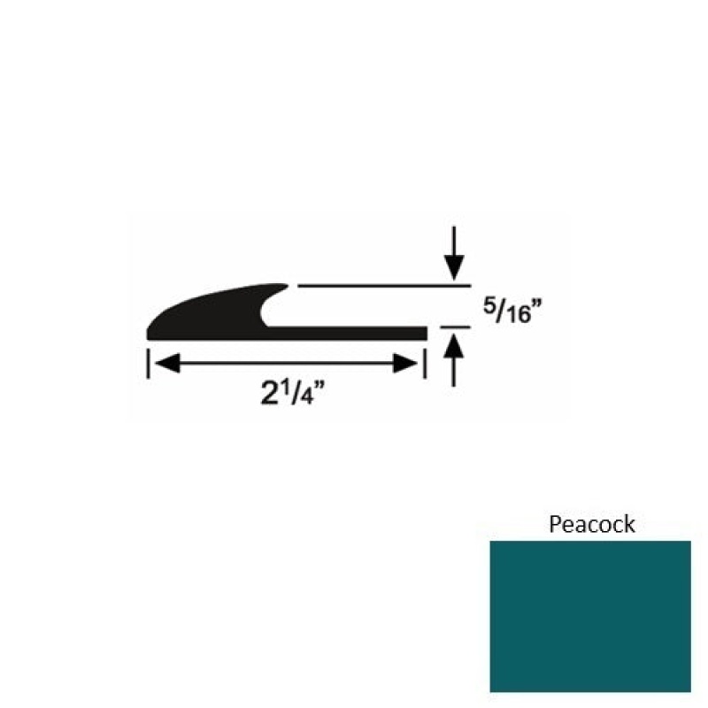Solid 39 Peacock Rubber Glue Down Carpet Edge - 2 1/4" X 9 Ft (108") X 5/16"